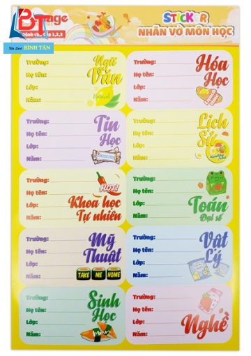 Bộ 3 Sticker Nhãn Vở Môn Học - Teenage NV-03