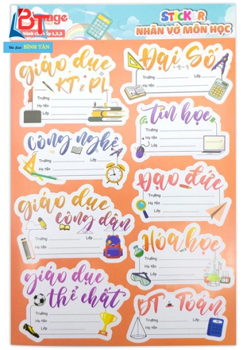 Bộ 3 Sticker Nhãn Vở Môn Học - Teenage NV-04