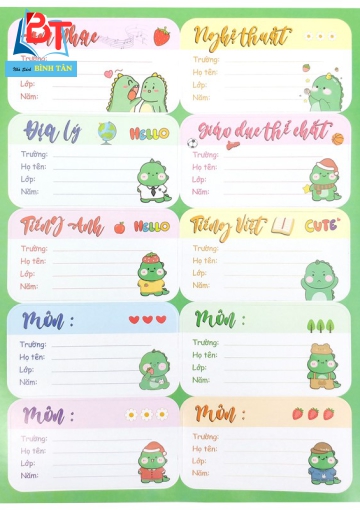 Bộ 3 Sticker Nhãn Vở Môn Học - Teenage NV-02