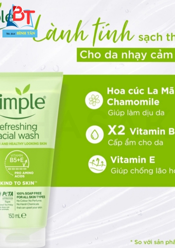 Gel rửa mặt Simple 150ml - dành cho da nhạy cảm